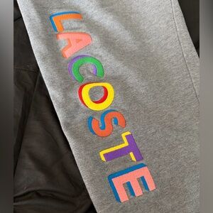 Lacoste Unisex Gray Sweatpants with Multicolor Logo